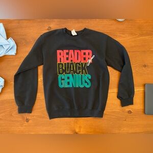 Gildan Black Crewneck Sweatshirt with Red, Yellow & Teal Graphic